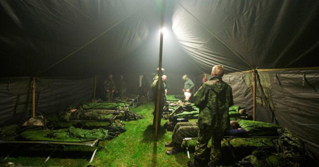 A U.S soldiers sleeping in a camp